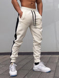 Muscle Men'S Sports Casual Running Gym Workout Reversible Thin Fleece Warm Patchwork Pant