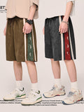 Men'S Suede Cropped Shorts With Vertical Stripes