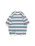 Vintage Loose Trendy Embroidery Men'S Stripes Tee