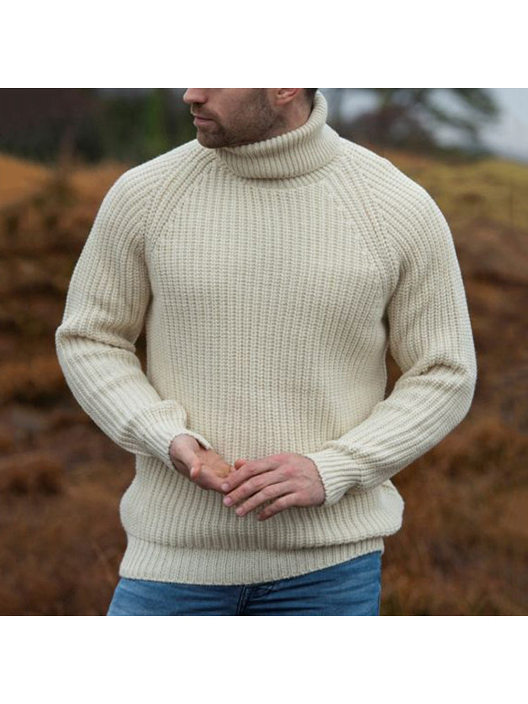 New Men'S Turtleneck Knit Loose Long Sleeve Pullover Bottom Sweater