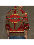 Men'S New Long Sleeve Pullover Bottom Knit Jacquard Sweater