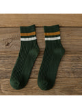 Three Pairs New Classic Striped Knitted Men'S Sports Style Casual Socks