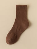Three Pairs Men'S Winter New Solid Color Minimalist Sports Cotton Socks