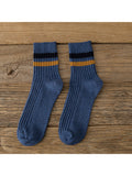 Three Pairs New Classic Striped Knitted Men'S Sports Style Casual Socks