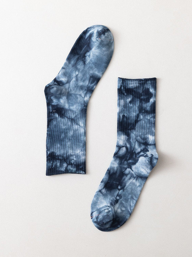 Three Pairs Winter New Socks Tie-Dye Ink Sports Socks