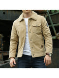 Winter Men'S Cotton Jacket Velvet Thickened Green Casual Cotton Clothing