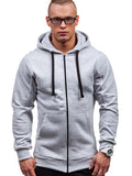 New Solid Color Zipper Hooded Casual Men Jacket