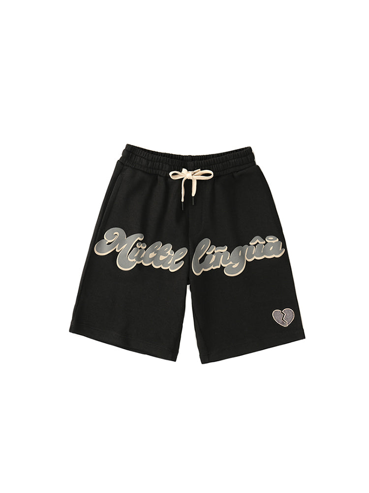 Ger Print Men'S Cropped Shorts With Letter Embroidery