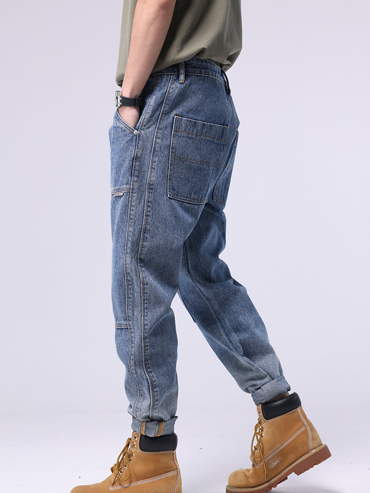 New Fashion Slim Straight Leg Washed Denim Jeans For Men