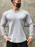 Solid Colour Round Neck Fitness Long Sleeve Men'S Slim Fit T-Shirt Sports Running Training Bottoming Quick Dry Tights