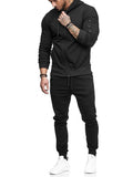 Sport Hoodied Trends Solid Fitness Zipper Hoodies Sweatpants Male Slim Casual Fashion Tracksuits