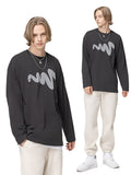 Wave Foam Print Bottom Tees Men'S Long-Sleeved T-Shirts