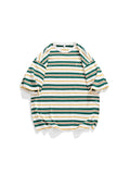 Vintage Loose Trendy Embroidery Men'S Stripes Tee