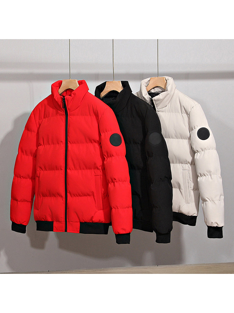 Zipper Stand Collor Loose Fitting Quilted Coat