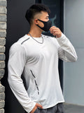 Nylon Quick Dry Mesh Long Sleeve Men'S Loose Sport Fitness Casual Round Neck Outdoor Sportswear