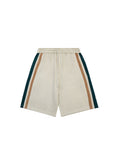 Men'S Suede Cropped Shorts With Vertical Stripes