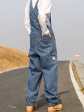 Loose-Fitting Solid Color Overalls
