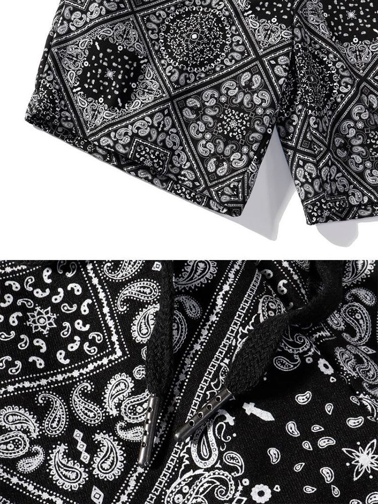Loose-Fitting Paisley Print Sports Shorts