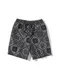 Loose-Fitting Paisley Print Sports Shorts