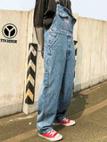 Baggy High Quality Wide-leg Denim Cotton Blue Overalls