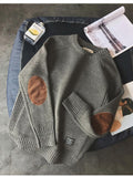 Pullover Patch Color Contrast Thickened Sweater