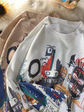 Graffiti Crewneck Retro Knit Sweater