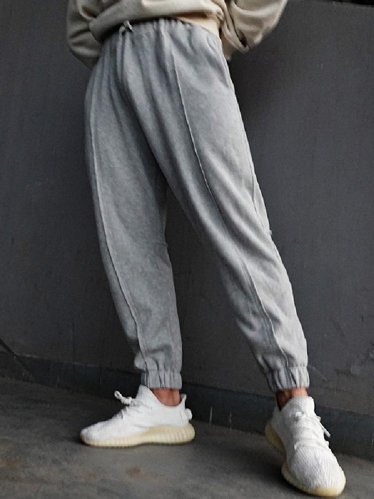 Solid Color All Matched Tie Feet Loose Fitting Jogger