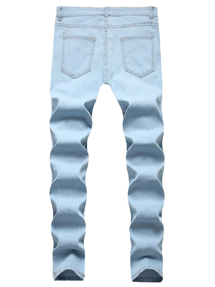 Elastic Ripped Tie Feet Jeans