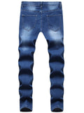 Printed Ripped Patch Tie Feet Jeans