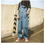 Baggy High Quality Wide-leg Denim Cotton Blue Overalls